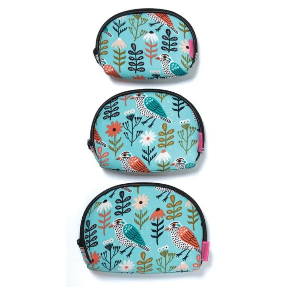 Birds In Blue Cosmetic Bags Set of 3
